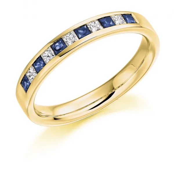 Yellow gold clearance sapphire eternity band